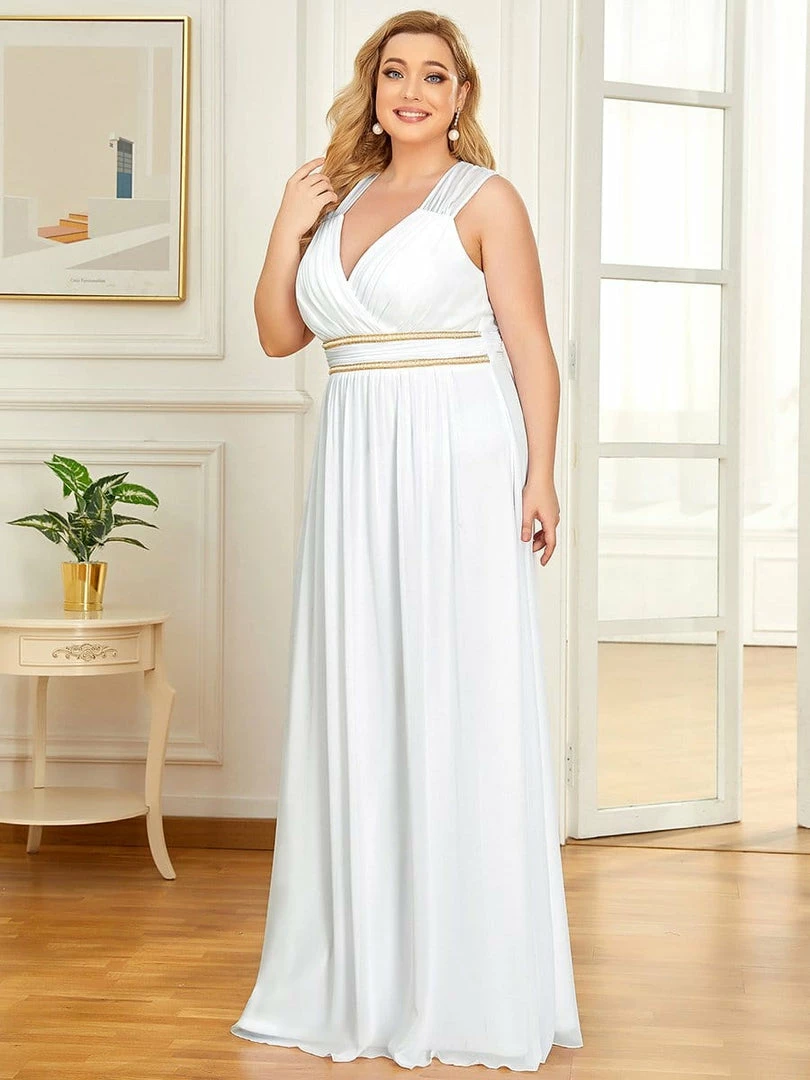 Ever-Pretty US Plus Size V-Neck Sleeveless Beaded Belt Chiffon A-Line Evening Dress 16 Ever-Pretty US Plus Size V-Neck Sleeveless Beaded Belt Chiffon A-Line Evening Dress