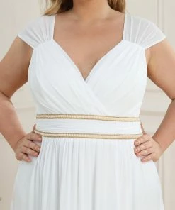 Ever-Pretty US V-Neck Sleeveless Beaded Belt Chiffon A-Line Evening Dress SHOP BY OCCASION