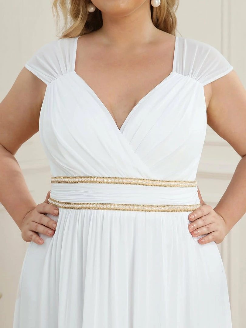 Ever-Pretty US Plus Size V-Neck Sleeveless Beaded Belt Chiffon A-Line Evening Dress 18 Ever-Pretty US Plus Size V-Neck Sleeveless Beaded Belt Chiffon A-Line Evening Dress