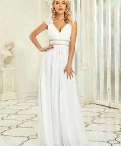 Ever-Pretty US V-Neck Sleeveless Beaded Belt Chiffon A-Line Evening Dress SHOP BY OCCASION