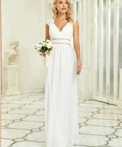 Ever-Pretty US Custom Size V-Neck Sleeveless Beaded Belt Chiffon A-Line Evening Dress