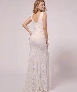 Ever-Pretty US SHOP BY OCCASION Maxi Long Lace V-neck Fishtail Maternity Dress For Wedding