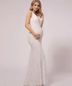 Ever-Pretty US SHOP BY OCCASION Maxi Long Lace V-neck Fishtail Maternity Dress For Wedding 7 Ever-Pretty US SHOP BY OCCASION Maxi Long Lace V-neck Fishtail Maternity Dress For Wedding