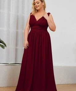 Ever-Pretty US Party Dresses Plus Size Sleeveless V-Neck Semi-Formal Chiffon Bridesmaid Dress