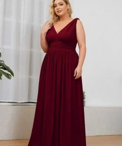 Ever-Pretty US Party Dresses Plus Size Sleeveless V-Neck Semi-Formal Chiffon Bridesmaid Dress