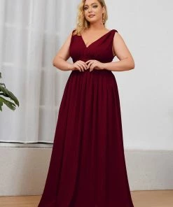 Ever-Pretty US Party Dresses Plus Size Sleeveless V-Neck Semi-Formal Chiffon Bridesmaid Dress