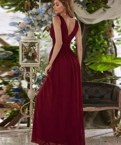 Ever-Pretty US Sleeveless V-Neck Plain Maxi Chiffon Bridesmaid Dress Party Dresses