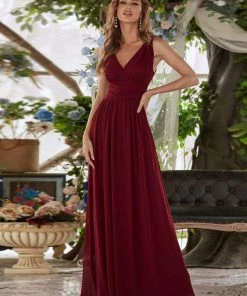 Ever-Pretty US Sleeveless V-Neck Plain Maxi Chiffon Bridesmaid Dress Party Dresses