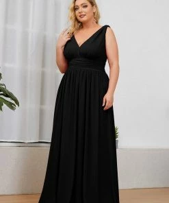 Ever-Pretty US Party Dresses Plus Size Sleeveless V-Neck Semi-Formal Chiffon Bridesmaid Dress