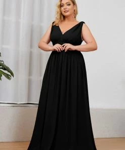 Ever-Pretty US Party Dresses Plus Size Sleeveless V-Neck Semi-Formal Chiffon Bridesmaid Dress
