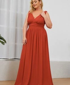 Ever-Pretty US Party Dresses Plus Size Sleeveless V-Neck Semi-Formal Chiffon Bridesmaid Dress