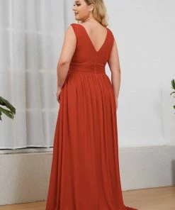 Ever-Pretty US Party Dresses Plus Size Sleeveless V-Neck Semi-Formal Chiffon Bridesmaid Dress