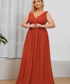 Ever-Pretty US Party Dresses Plus Size Sleeveless V-Neck Semi-Formal Chiffon Bridesmaid Dress