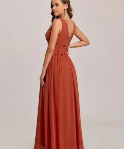 Ever-Pretty US Party Dresses Elegant Sleeveless V-Neck Semi-Formal Maxi Chiffon Bridesmaid Dress