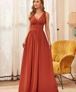 Ever-Pretty US Sleeveless V-Neck Plain Maxi Chiffon Bridesmaid Dress Party Dresses
