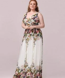 Ever-Pretty US Party Dresses Plus Size Sleeveless V-Neck Semi-Formal Chiffon Bridesmaid Dress