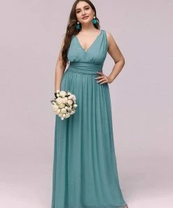 Ever-Pretty US Party Dresses Plus Size Sleeveless V-Neck Semi-Formal Chiffon Bridesmaid Dress