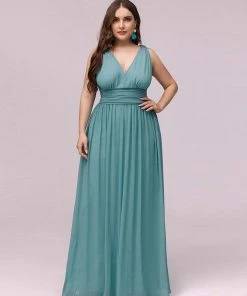Ever-Pretty US Party Dresses Plus Size Sleeveless V-Neck Semi-Formal Chiffon Bridesmaid Dress