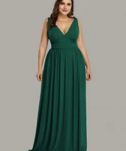 Ever-Pretty US Party Dresses Plus Size Sleeveless V-Neck Semi-Formal Chiffon Bridesmaid Dress
