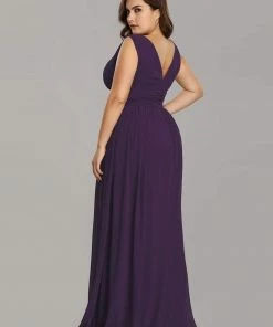 Ever-Pretty US Sleeveless V-Neck Plain Maxi Chiffon Bridesmaid Dress Party Dresses