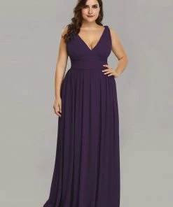 Ever-Pretty US Sleeveless V-Neck Plain Maxi Chiffon Bridesmaid Dress Party Dresses