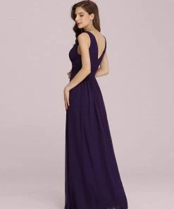 Ever-Pretty US Sleeveless V-Neck Plain Maxi Chiffon Bridesmaid Dress Party Dresses