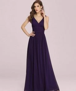 Ever-Pretty US Sleeveless V-Neck Plain Maxi Chiffon Bridesmaid Dress Party Dresses