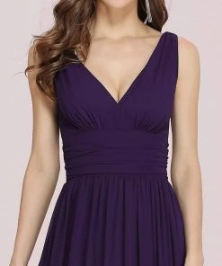 Ever-Pretty US Sleeveless V-Neck Plain Maxi Chiffon Bridesmaid Dress Party Dresses