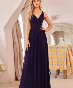 Ever-Pretty US Sleeveless V-Neck Plain Maxi Chiffon Bridesmaid Dress Party Dresses