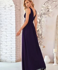 Ever-Pretty US Sleeveless V-Neck Plain Maxi Chiffon Bridesmaid Dress Party Dresses