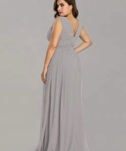 Ever-Pretty US Party Dresses Plus Size Sleeveless V-Neck Semi-Formal Chiffon Bridesmaid Dress