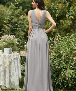 Ever-Pretty US Sleeveless V-Neck Plain Maxi Chiffon Bridesmaid Dress Party Dresses