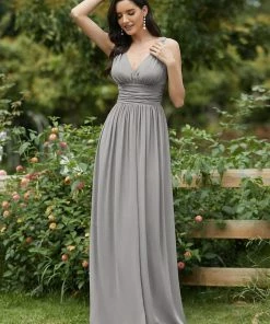 Ever-Pretty US Sleeveless V-Neck Plain Maxi Chiffon Bridesmaid Dress Party Dresses