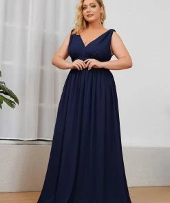 Ever-Pretty US Party Dresses Plus Size Sleeveless V-Neck Semi-Formal Chiffon Bridesmaid Dress
