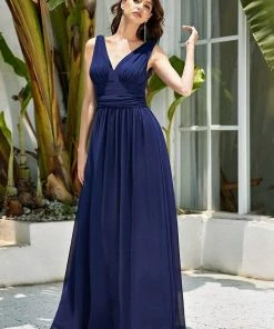Ever-Pretty US Sleeveless V-Neck Plain Maxi Chiffon Bridesmaid Dress Party Dresses