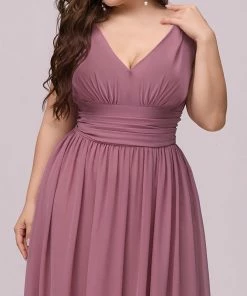 Ever-Pretty US Party Dresses Plus Size Sleeveless V-Neck Semi-Formal Chiffon Bridesmaid Dress