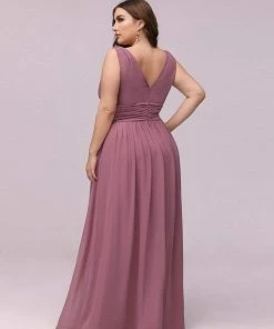 Ever-Pretty US Sleeveless V-Neck Plain Maxi Chiffon Bridesmaid Dress Party Dresses