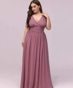 Ever-Pretty US Party Dresses Plus Size Sleeveless V-Neck Semi-Formal Chiffon Bridesmaid Dress