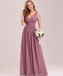 Ever-Pretty US Sleeveless V-Neck Plain Maxi Chiffon Bridesmaid Dress Party Dresses
