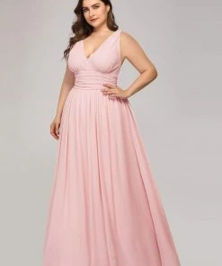 Ever-Pretty US Party Dresses Plus Size Sleeveless V-Neck Semi-Formal Chiffon Bridesmaid Dress