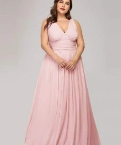 Ever-Pretty US Sleeveless V-Neck Plain Maxi Chiffon Bridesmaid Dress Party Dresses