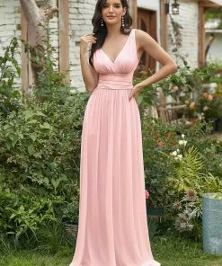 Ever-Pretty US Sleeveless V-Neck Plain Maxi Chiffon Bridesmaid Dress Party Dresses
