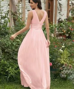 Ever-Pretty US Sleeveless V-Neck Plain Maxi Chiffon Bridesmaid Dress Party Dresses