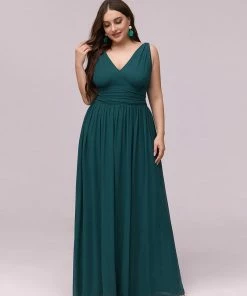 Ever-Pretty US Party Dresses Plus Size Sleeveless V-Neck Semi-Formal Chiffon Bridesmaid Dress