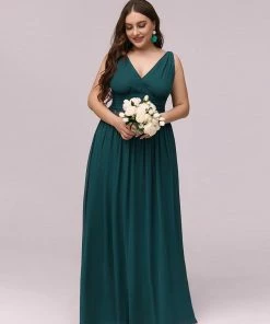 Ever-Pretty US Party Dresses Plus Size Sleeveless V-Neck Semi-Formal Chiffon Bridesmaid Dress