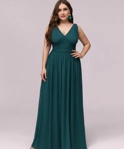 Ever-Pretty US Party Dresses Plus Size Sleeveless V-Neck Semi-Formal Chiffon Bridesmaid Dress