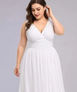 Ever-Pretty US Summer Dresses 2022 Sleeveless V-Neck Casual Chiffon Wedding Dress
