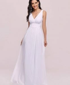 Ever-Pretty US Summer Dresses 2022 Sleeveless V-Neck Casual Chiffon Wedding Dress
