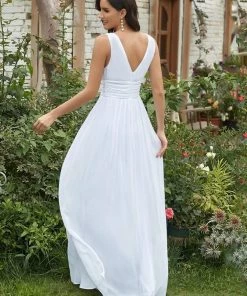Ever-Pretty US Summer Dresses 2022 Sleeveless V-Neck Casual Chiffon Wedding Dress