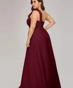Ever-Pretty US Plus Size One Shoulder Long Chiffon Bridesmaid Dress Summer Dresses 2022